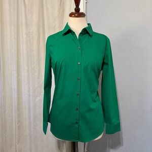 Express Essential Women Green Slim Buttondown Collared‎ Long Sleeve Shirt Size L
